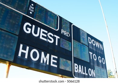 A Shot Of A Score Board On A Football Stadium