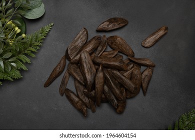 Shot Of Sticks Of Oudh On Black Background The Incense Chips Used By Burning It Or For Arabian Oud Oils Or Bakhoor