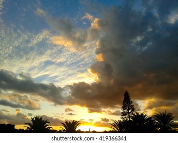 A shot of a sunset with beautiful clouds