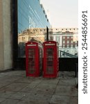 Shot of two red booths near Henry Moore Institute in Leeds City Centre.