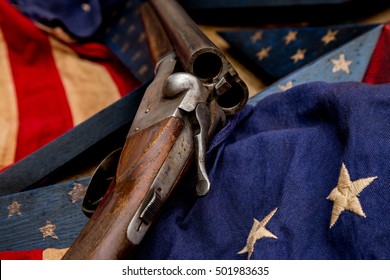 Shotgun On American Flag; 2nd Amendment Right