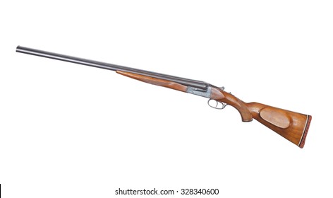 Shotgun with side by side barrels isolated on a white background