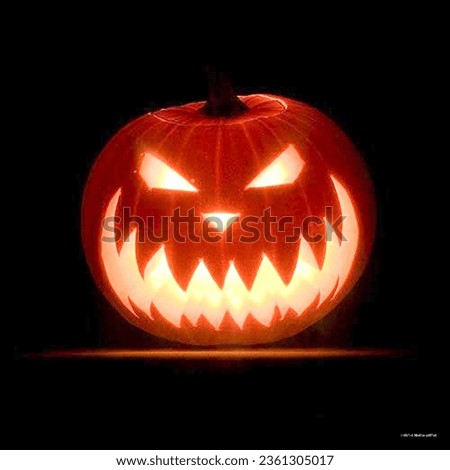 Similar – Image, Stock Photo Creepy carved Halloween pumpkin next to burning candle