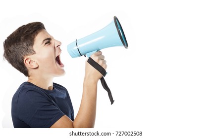 Shouting Teenager With Megaphone