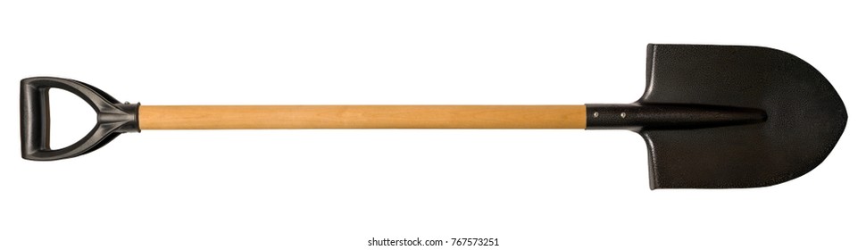 Shovel With Wooden Handle Isolated On White 