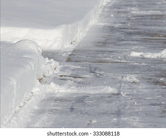 Shoveled Snow Sidewalk