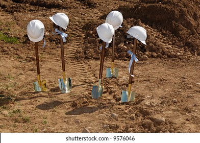 Shovels And Hardhats At A Groundbreaking