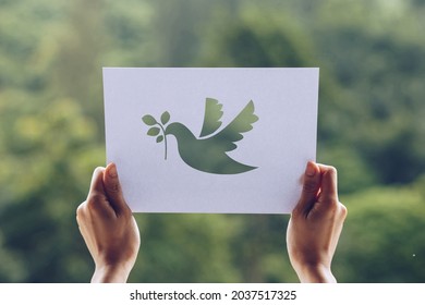 Show Cut paper with the logo of pigeon template of peace concept,International Peace Day - Shutterstock ID 2037517325