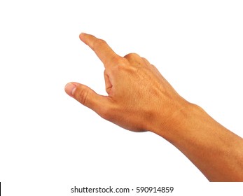 Show Hand Is Gesture Finger Tap Isolated On White Background.