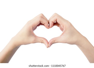 Show Hand Heart Shape Gesture Isolated Stock Photo 1110045767 ...