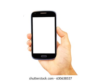 show hand for hold a black modern smart phone. - Shutterstock ID 630638537