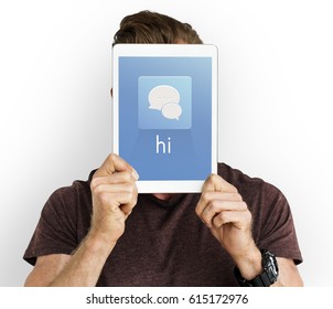 Show Tablet Chat Conversation Bubble Graphic