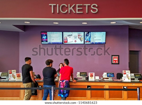 Showcase cinema movie theater ticket counter,\
Revere Massachusetts USA, May 18,\
2018