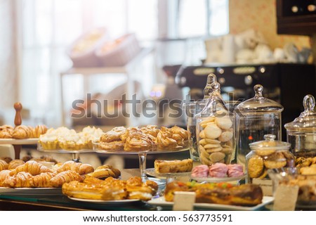 Showcase with delicious sweets