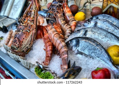 Showcase Of Seafood In The Sea Market