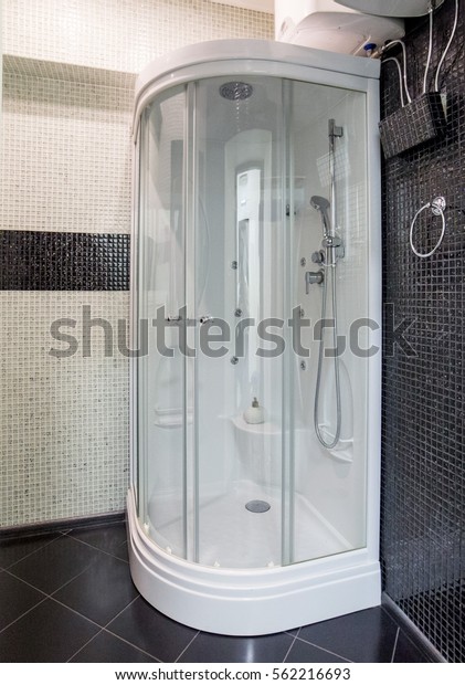 Shower Cabine Standing Black Corner Stock Photo Edit Now 562216693