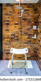 A Shower Chair In Elderly Bathroom