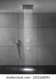 shower faucet modern and minimal concrete wall - Shutterstock ID 2252168391
