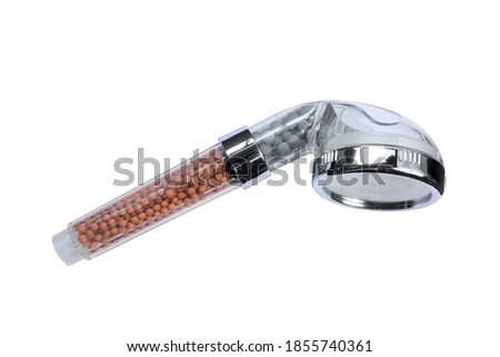 shower head with filter spa carbon mineral beads cleaning system isolated on white background (clipping path included)