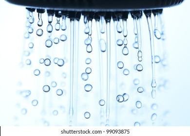 Shower Head And Water Drops.