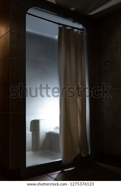 Shower Stall Locker Room Lit Within Stock Photo Edit Now