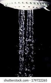 Shower Water Drops On Black Background
