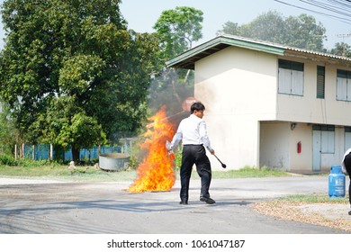 Showing How To Use A Fire Extinguisher On A Training Fire At Manorom Hospital 28March2018