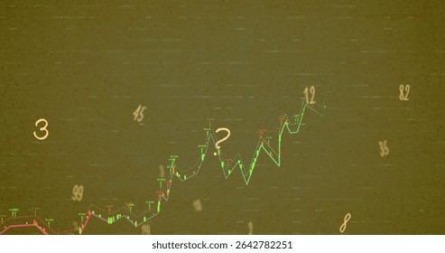 Showing neon green and red trend line zigzagging on financial dashboard, with candlesticks, numbers. Business, analytics, technology, digital, data, investment, finance - Powered by Shutterstock - Get 15% off with code: PIKWIZARD15