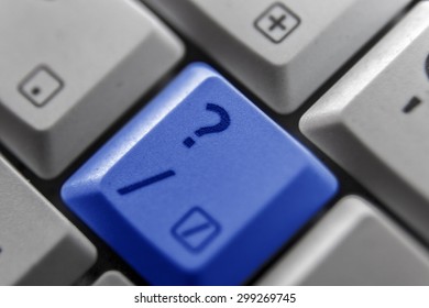 Showing a question mark button on a computer keyboard