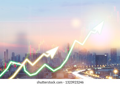 showing the Trading graph over the Abstract blurred photo, Business graph and trade monitor of Investment Futures market, app interface is to trade stocks, currencies. stock broker tool. - Shutterstock ID 1323923246