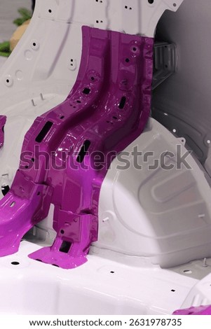 Shows the internal structure of an electric car. Reinforcement of the cabin.