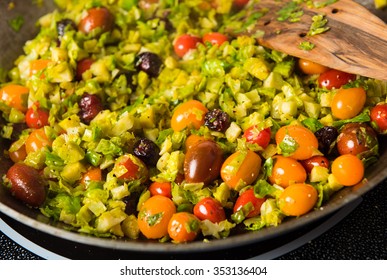 Shredded Brussel Sprouts With Heirloom Cherry Tomatoes