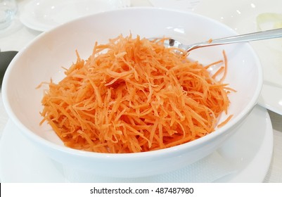 Shredded Carrots In Bowl