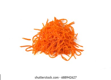 Shredded Carrots On A White Background