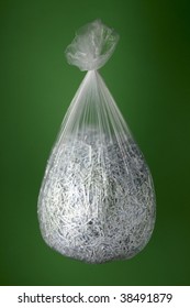 Shredded Checks In Clear Plastic Garbage Bag