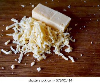 Shredded Cheese On Wood Table