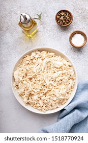 Shredded Chicken Meat In A Big Bowl