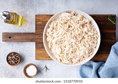 Shredded Chicken Meat In A Big Bowl