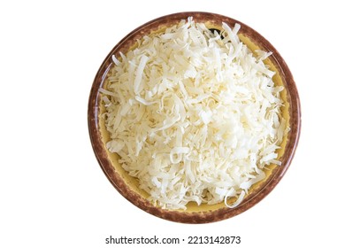 Shredded Coconut Isolated In A White Background