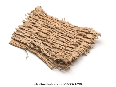 Shredded corrugated cardboard packaging isolated on white
