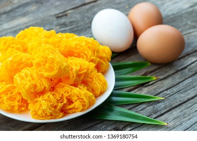 Shredded Egg Yolk Tart. Sweet Thai Dessert. Favorite Dessert For Auspicious Event In Thai Culture.