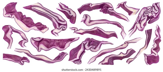 Shredded red cabbage isolated on white background