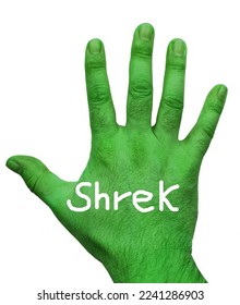 Shrek hand of man isolated on white