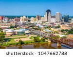 Shreveport, Louisiana, USA downtown skyline over the river.