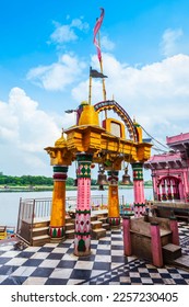 Shri Dwarkadheesh or Dwarkadhish Ji Maharaj Temple is a hindu temple near Vishram Ghat of Yamuna river in Mathura city in India - Shutterstock ID 2257230405