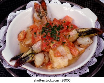 Shrimp dish with tomato