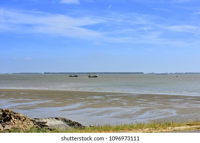 Shrimp Fishermen On The Western Scheldt In Zeeland 