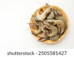 Shrimp, Fresh shrimp ,Fresh prawn raw seafood in a plate on white background