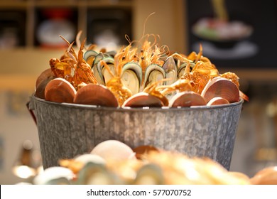 Shrimp, Seafood Bucket Nicely Placed. Dining