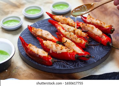 Shrimp Stuffed With Spicy Hot Peppers